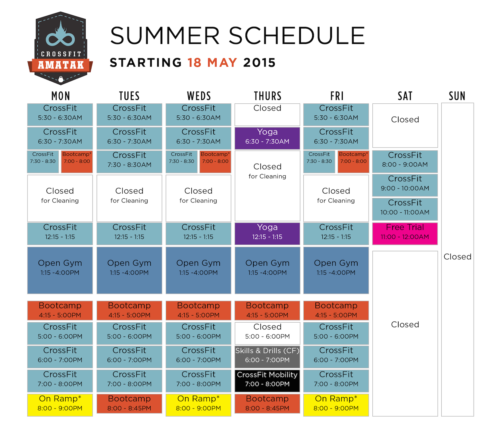 Expanded Schedule, Open Gym and new pricing CrossFit Amatak